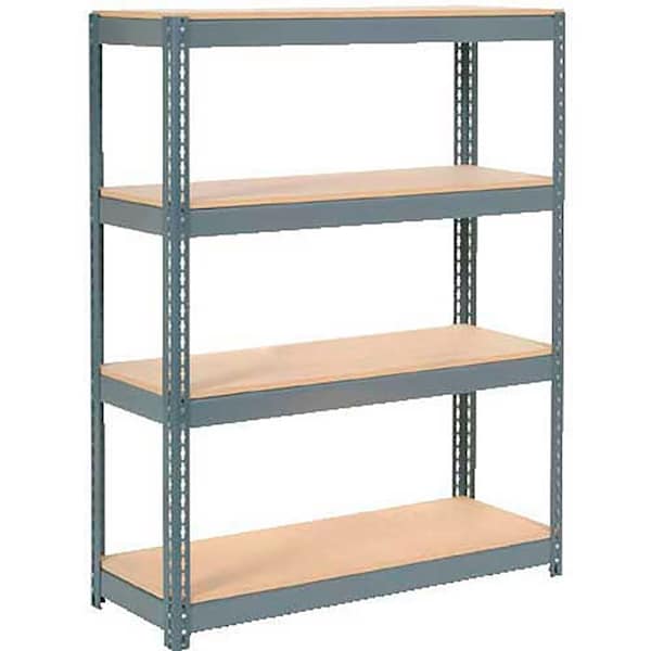 Extra Heavy Duty Shelving 48W x 18D x 72H With 4 Shelves, Wood Deck, Gry